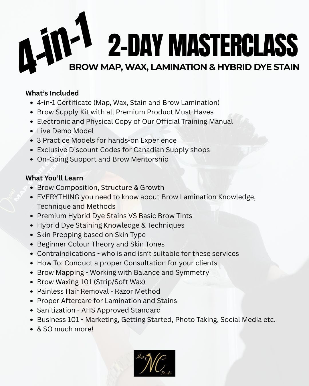 2-DAY BROW MAP, WAX, STAIN & LAMINATION TRAINING